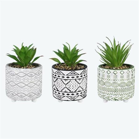 PATIO TRASERO Cement Pot with Greenery, Assorted Color - 3 Piece PA4260771